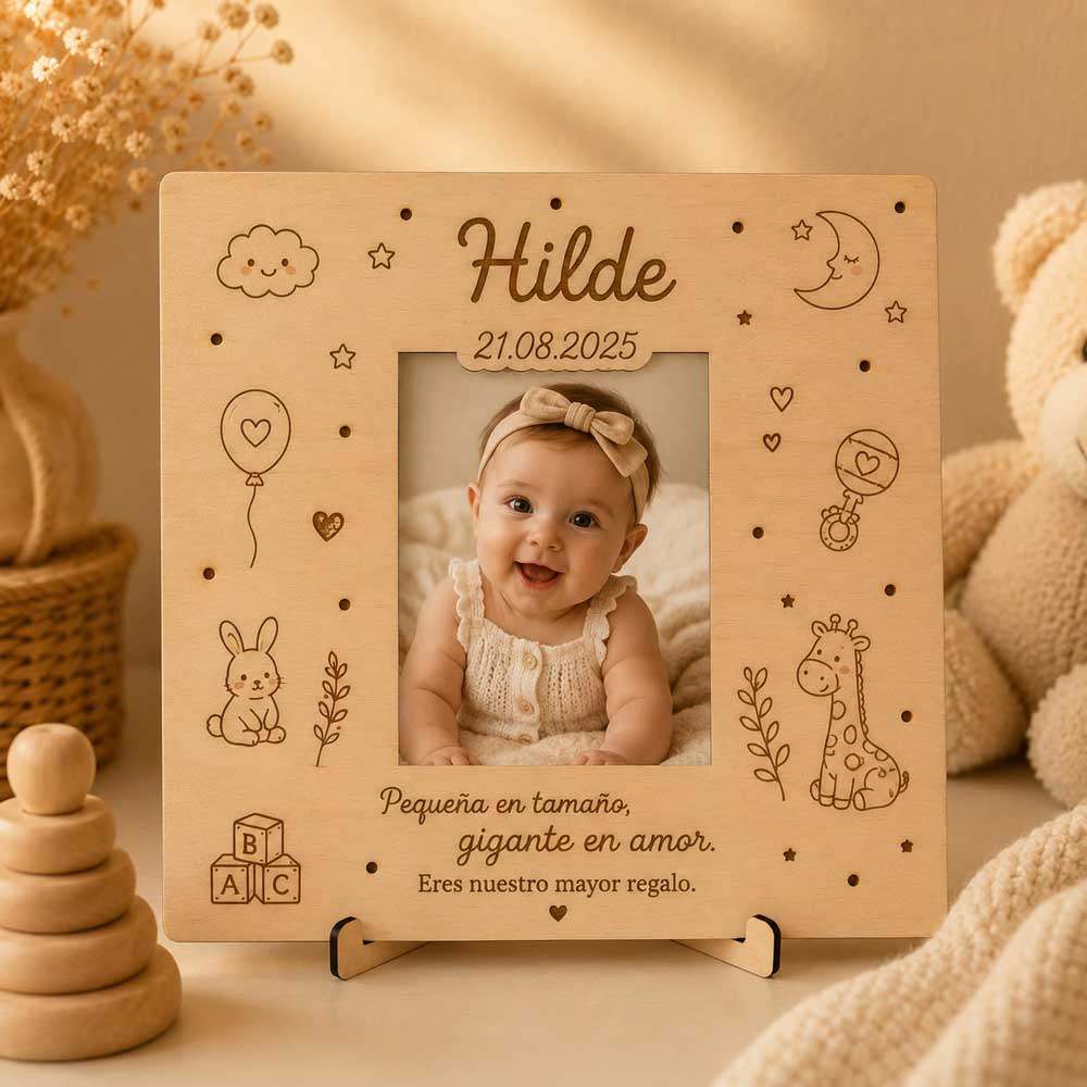 marco-foto-bebe Marco de madera personalizado para bebé - Imagen 1