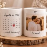 Taza personalizada a dos caras con foto, fecha y mensaje