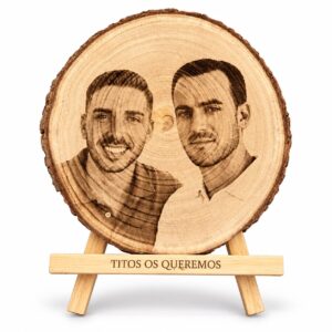 Rodaja de madera personalizada con foto grabada y dedicatoria - Imagen 6