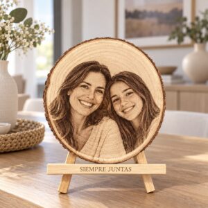 Rodaja de madera personalizada con foto grabada y dedicatoria - Imagen 7