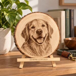 Rodaja de madera personalizada con foto grabada y dedicatoria - Imagen 8