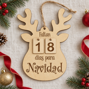 Reno de abedul con números intercambiables para Navidad