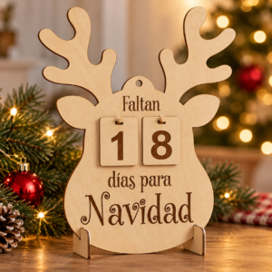 Contador de días para Navidad en madera de abedul