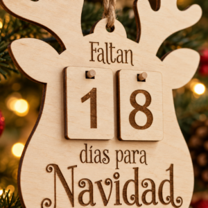 Cuenta atrás para Navidad con reno de madera de abedul