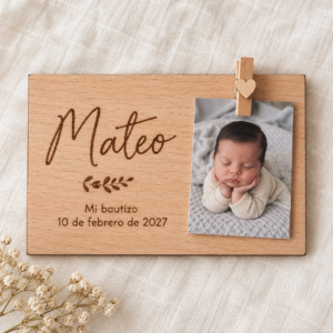 Imán de bautizo con pinza de corazón - detalle