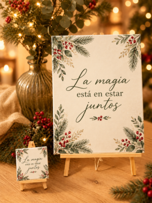 Pack de lienzo personalizado y mini lienzo con diseño gráfico navideño de ejemplo La magia está en estar juntos