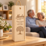 Caja de vino personalizada para abuelos con dedicatoria