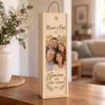 Caja de vino personalizada para padres con foto