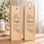 Cajas de vino personalizadas para padrino y madrina